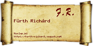 Fürth Richárd névjegykártya